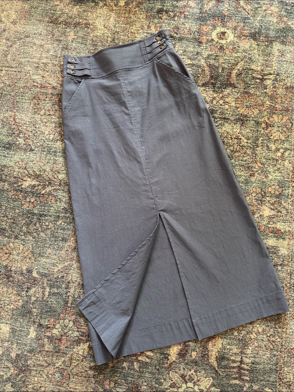 Anthropologie Dusty Blue Grey Maxi Skirt Size 2